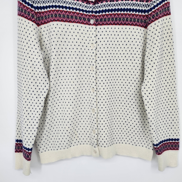 Talbots Womens Lambswool Blend Sweater Size L Colorful Nordic Birdseye Ski Aspen - Picture 3 of 7